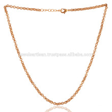 18 Inch Gold Vermeil Plain Brass Chain For Simple & Fashion Jewelry